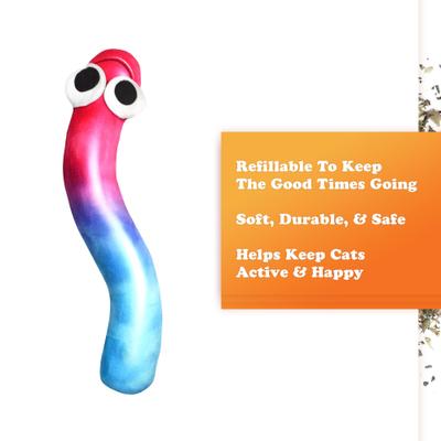 Show full view: Meowijuana Get Kickin' Refillable Gummy Worm Plush Cat Toy with Catnip slide 4 of 13