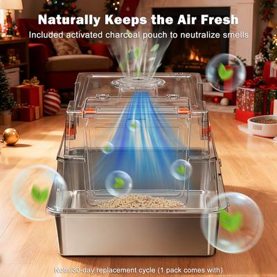 Show full view: JOEJOY Enclosed Stainless Steel Litter Box with Lid, XXX-Large, Black slide 7 of 9