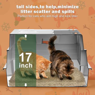 Show full view: JOEJOY Enclosed Stainless Steel Litter Box with Lid, XXX-Large, Silver Gray slide 7 of 10