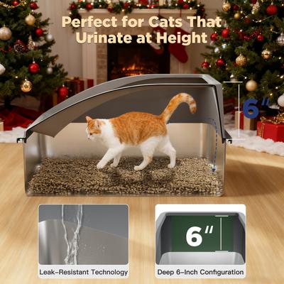 Show full view: JOEJOY Stainless Steel Leak-Proof High Sided Cat Litter Box, 23 x 15 x 10-in, Dark Gray slide 5 of 8