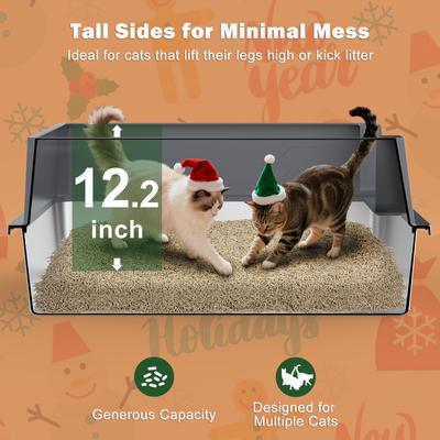 Show full view: JOEJOY Stainless Steel Cat Litter Box, XXX-Large, Dark Gray slide 5 of 7