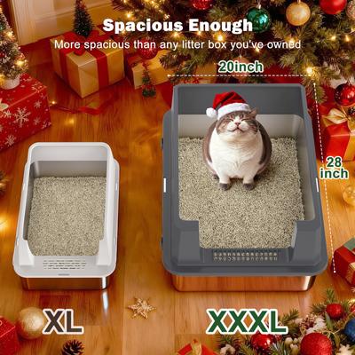 Show full view: JOEJOY Stainless Steel Cat Litter Box, XXX-Large, Dark Gray slide 2 of 7