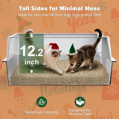 Show full view: JOEJOY Stainless Steel Cat Litter Box, XXX-Large, Silver Gray slide 5 of 7