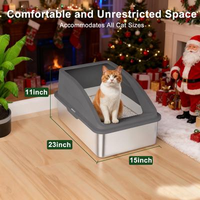 Show full view: JOEJOY Stainless Steel Cat Litter Box, 23 x 15 x 11-in, 2 count, Silver Gray/Dark Gray slide 6 of 7