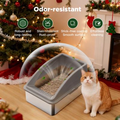 Show full view: JOEJOY Stainless Steel Cat Litter Box, 23 x 15 x 11-in, 2 count, Silver Gray/Dark Gray slide 4 of 7