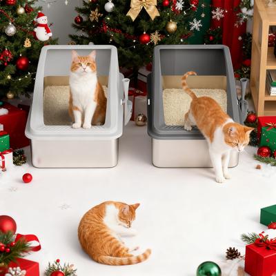 Show full view: JOEJOY Stainless Steel Cat Litter Box, 23 x 15 x 11-in, 2 count, Silver Gray/Dark Gray slide 2 of 7