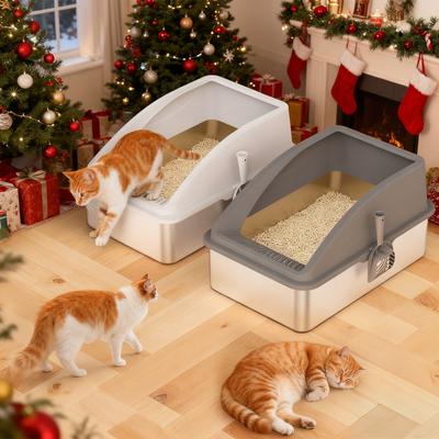 Show full view: JOEJOY Stainless Steel Cat Litter Box, 23 x 15 x 11-in, 2 count, Silver Gray/Dark Gray slide 3 of 7