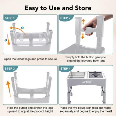 Show full view: UPSKY 3-in-1 Stainless Steel Slow Feeder Elevated Dog Bowl, White slide 9 of 10