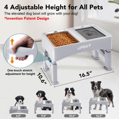 Show full view: UPSKY 3-in-1 Stainless Steel Slow Feeder Elevated Dog Bowl, White slide 3 of 10
