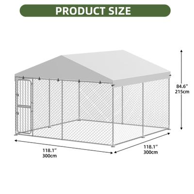 Show full view: Yitahome Outdoor Heavy Duty Playpen Cage Enclosure Dog Run Kennel with Waterproof Cover Steel, Silver, 10 x 10-ft slide 2 of 5