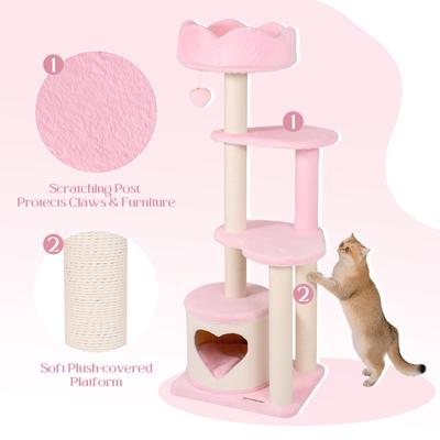 Show full view: Happy & Polly Cloud Serenade Heart 52.8-in Velvet Cat Tree & Condo slide 6 of 8