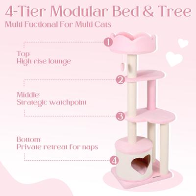 Show full view: Happy & Polly Cloud Serenade Heart 52.8-in Velvet Cat Tree & Condo slide 7 of 8