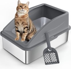 Invenho High Sided Anti-Urine Leakage Cat Litter Box, X-Large, Dark Gray