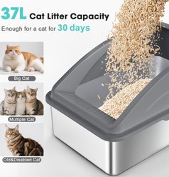 MIXJOY Open Top Stainless Steel Cat Litter Box with Scoop, Dark Grey slide 2 of 7