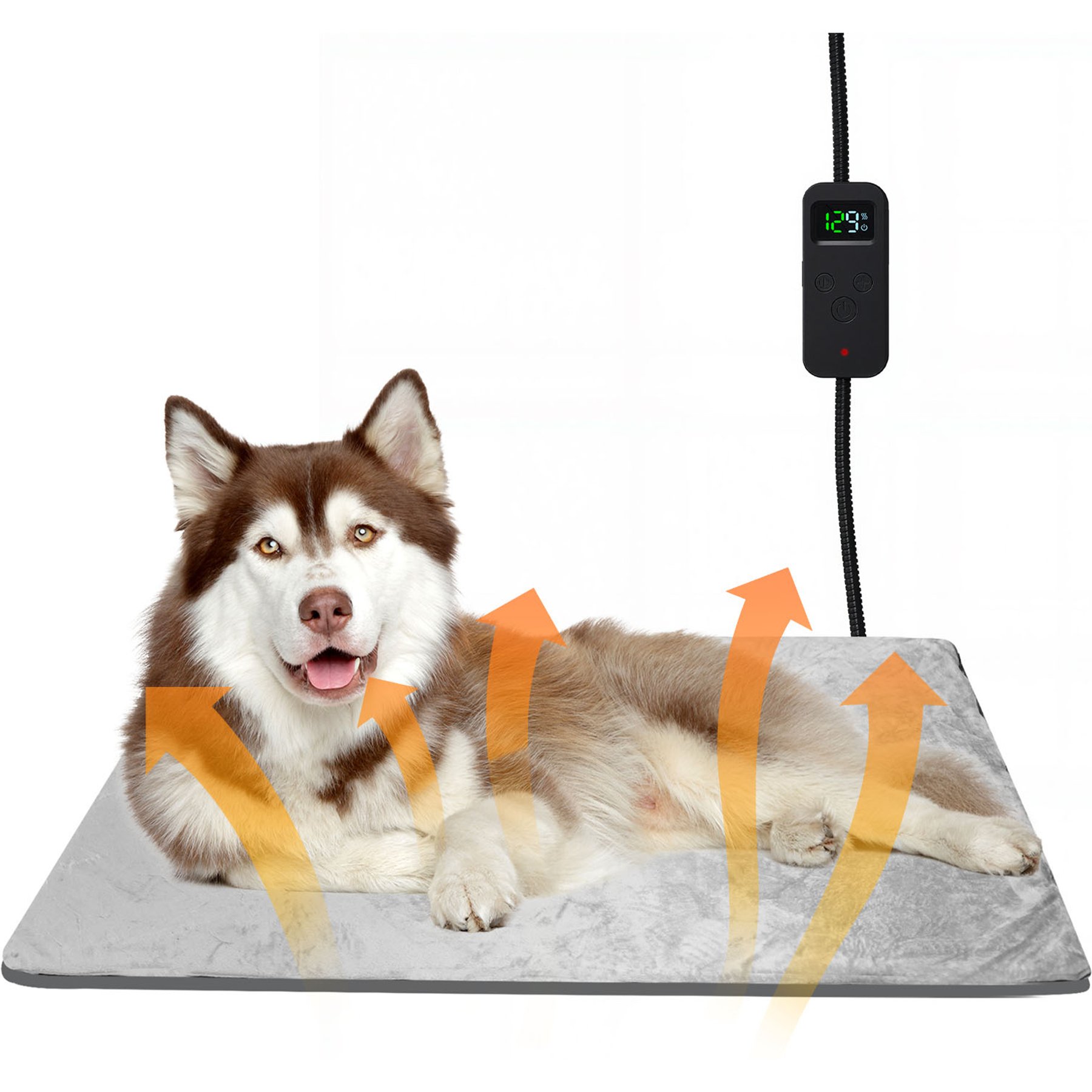 Pawward All-Weather Outdoor Dog Heated Pad with Washable Cover, Grey, Large