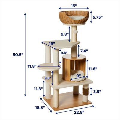 Show full view: Frisco Wicker 51-in Luxe Cat Tree with Wooden Condo slide 2 of 8