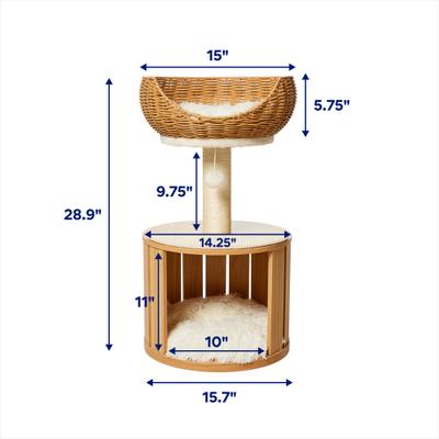 Show full view: Frisco Wicker 29-in Luxe Cat Tree with Wooden Condo slide 3 of 9