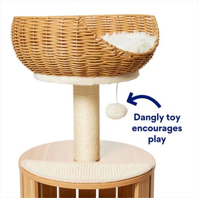 Show full view: Frisco Wicker 29-in Luxe Cat Tree with Wooden Condo slide 4 of 9
