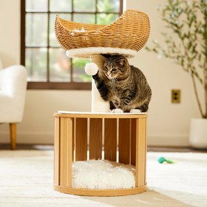 Frisco Wicker 29-in Luxe Cat Tree with Wooden Condo