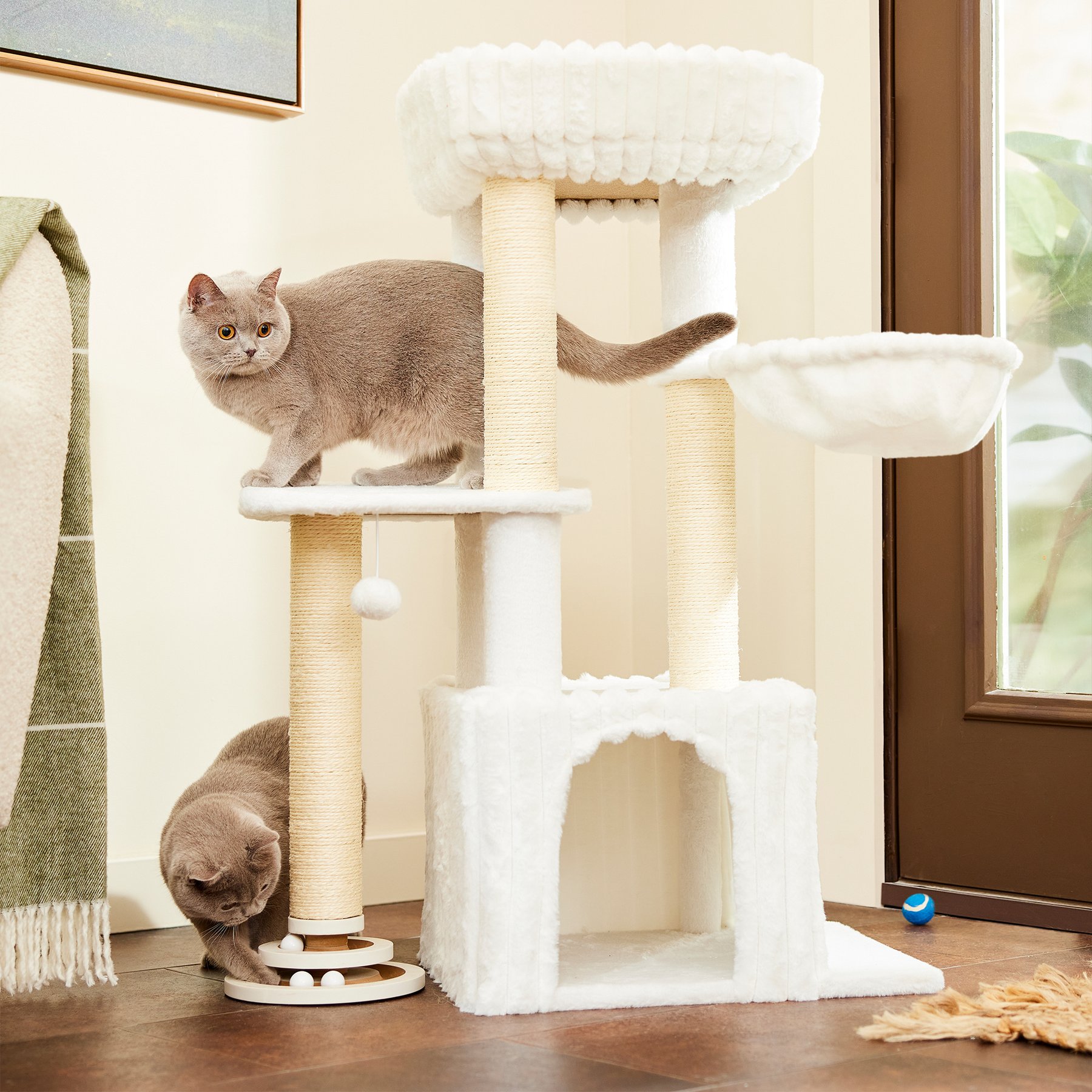 Frisco 38-in Ultra Cozy Plush Cat Tree with Ball Track