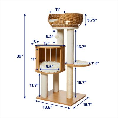 Show full view: Frisco Wicker 39-in Luxe Cat Tree with Wooden Condo slide 3 of 10