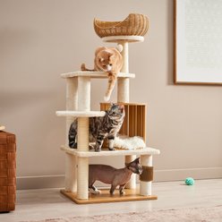 Frisco Wicker 51-in Luxe Cat Tree with Wooden Condo