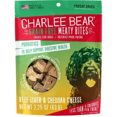 Charlee Bear Charlee Bear Meaty Bites Beef & Cheese Grain-Free Freeze-Dried Dog Treats, 2.25-oz bag