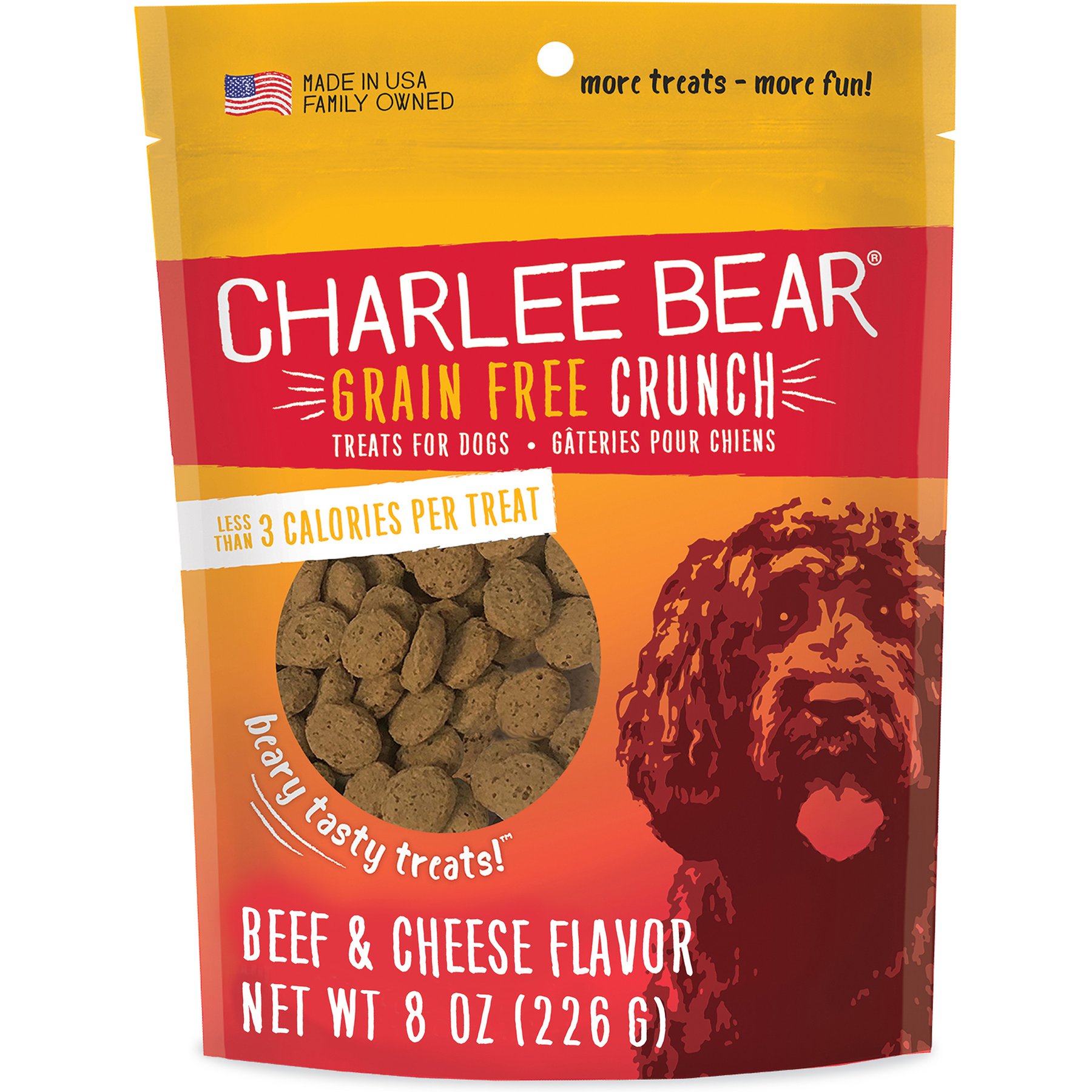 Charlee Bear Grain-Free Beef & Cheese Crunchy Training Dog Treats, 8-oz bag