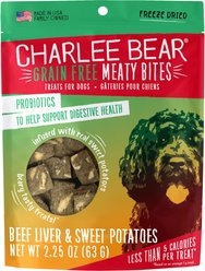 Charlee Bear Meaty Bites Beef Liver & Sweet Potatoes Grain-Free Freeze-Dried Dog Treats, 2.25-oz bag