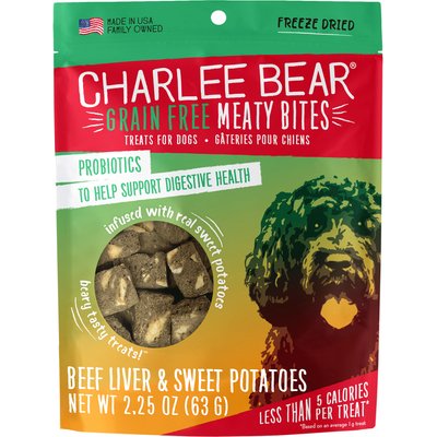 Charlee Bear Charlee Bear Meaty Bites Beef Liver & Sweet Potatoes Grain-Free Freeze-Dried Dog Treats, 2.25-oz bag