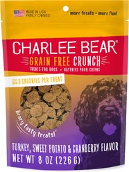 Charlee Bear Natural Bear Crunch Grain-Free Turkey, Sweet Potato & Cranberry Dog Treats, 8-oz bag