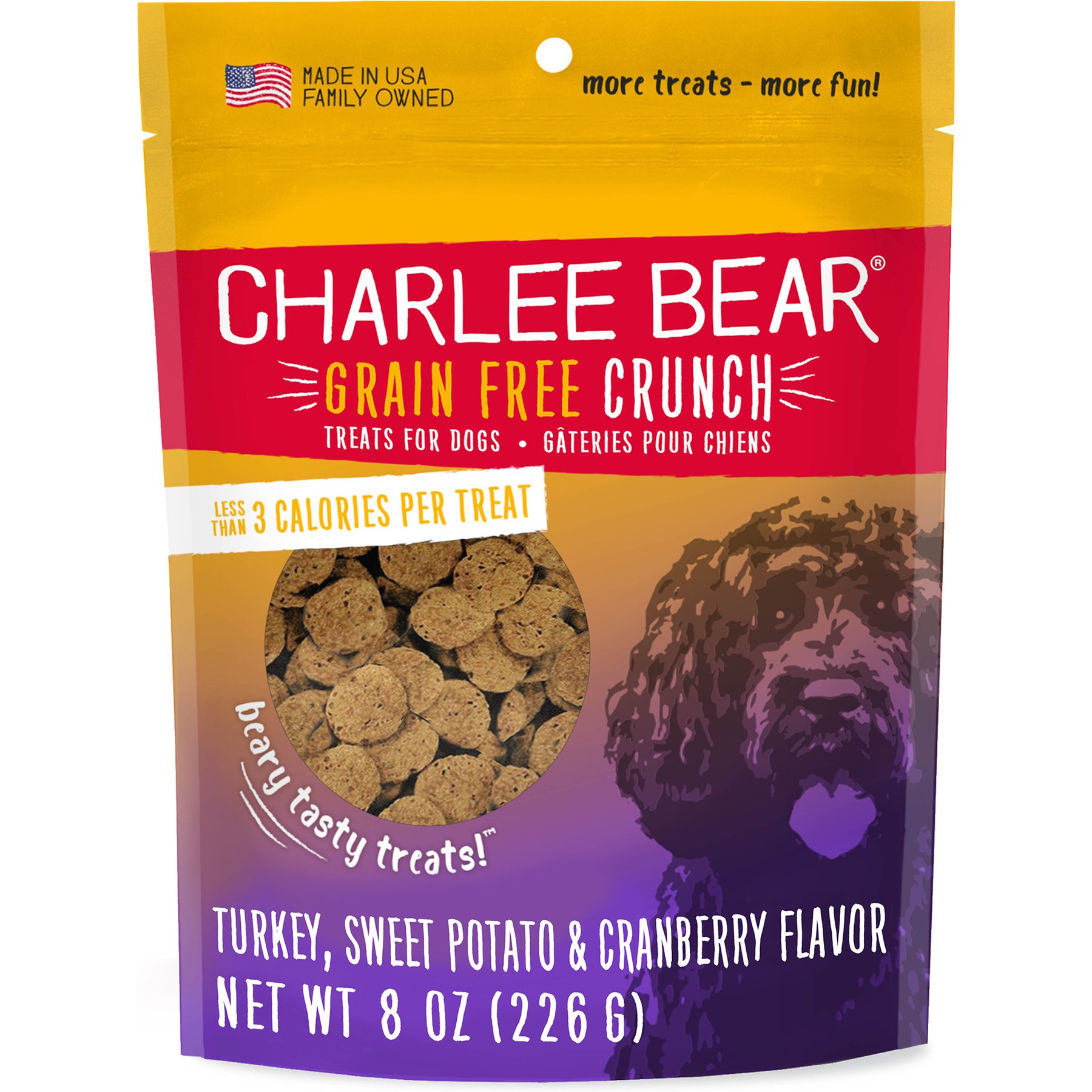 Charlee Bear Natural Bear Crunch Turkey Dog Treats, 8-oz bag