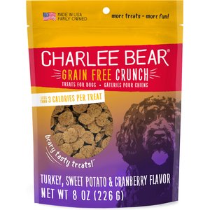Charlee Bear Natural Bear Crunch Grain-Free Turkey, Sweet Potato & Cranberry Dog Treats, 8-oz bag