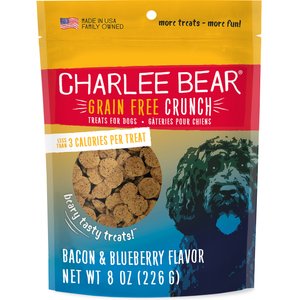 Charlee Bear Natural Bear Crunch Grain-Free Bacon & Blueberry Dog Treats, 8-oz bag