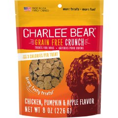 Charlee Bear Natural Bear Crunch Grain-Free Chicken, Pumpkin & Apple Dog Treats, 8-oz bag