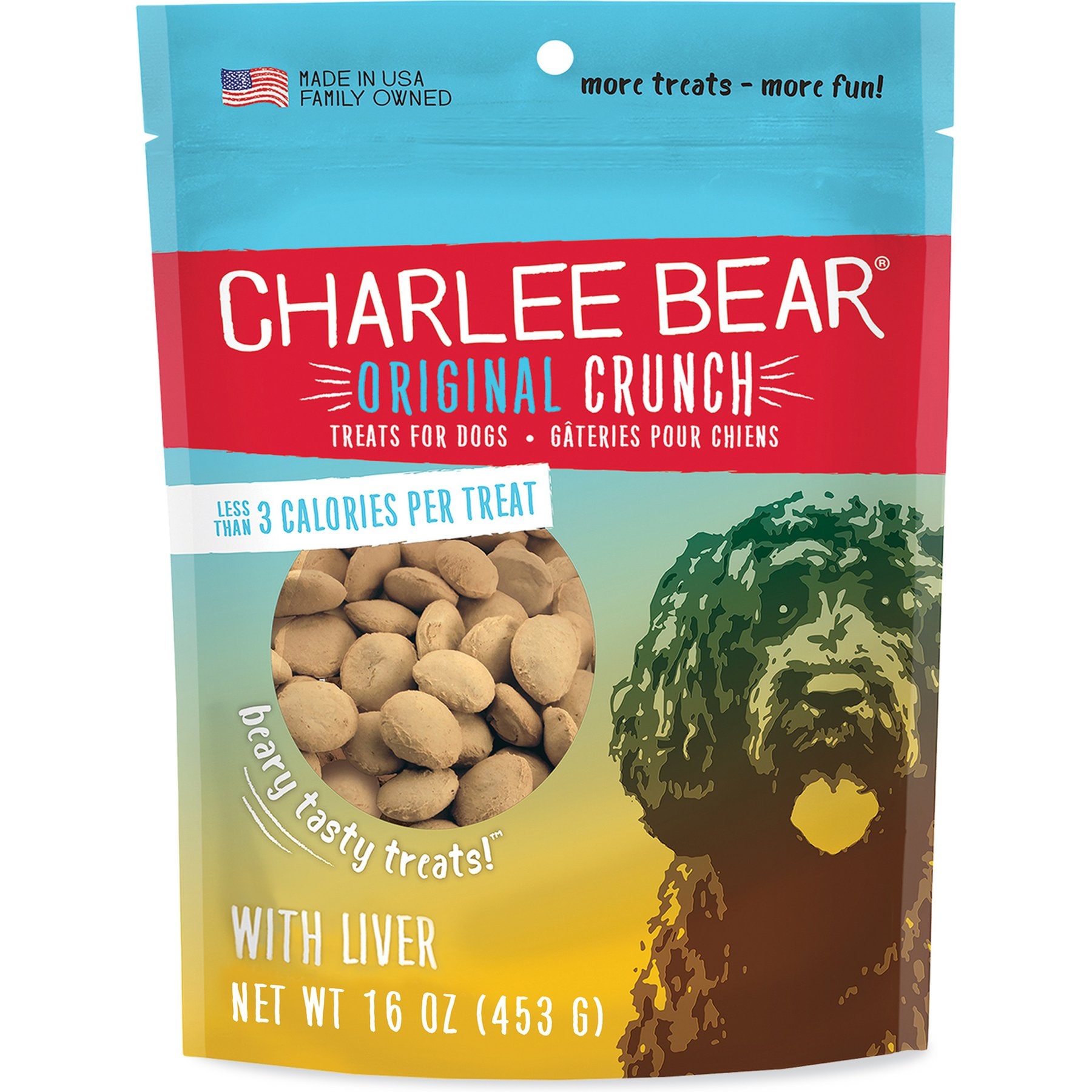 Charlee Bear Original Crunch Chicken Liver Crunchy Dog Treats, 16-oz bag