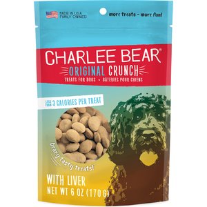 Charlee Bear Original Crunch Chicken Liver Crunchy Dog Treats, 6-oz bag