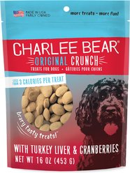 Charlee Bear Original Crunch Turkey Liver & Cranberries Crunchy Dog Treats, 16-oz bag