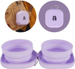 Happy & Polly Double Travel Collapsible Silicone Dog & Cat Bowl, 12.3-oz