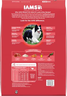 Show full view: Iams Proactive Health Minichunks Adult Lamb & Rice Dry Dog Food, 15-lb bag slide 3 of 11
