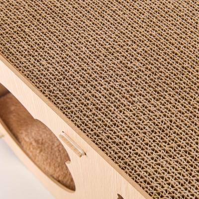 Show full view: Xbrigh Wooden Scratching Pad on Top Cat House with Panda-Shaped Opening Design, Yellow, Small slide 6 of 8