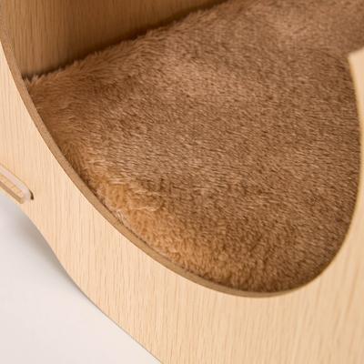 Show full view: Xbrigh Wooden Scratching Pad on Top Cat House with Panda-Shaped Opening Design, Yellow, Small slide 7 of 8