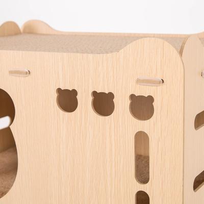 Show full view: Xbrigh Wooden Scratching Pad on Top Cat House with Panda-Shaped Opening Design, Yellow, Small slide 5 of 8
