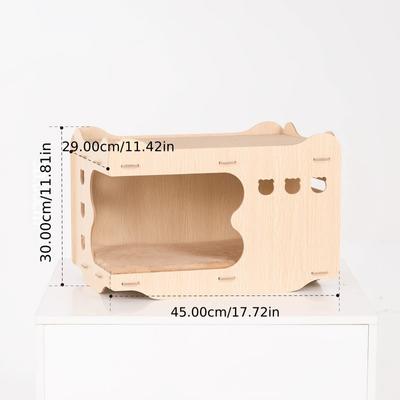 Show full view: Xbrigh Wooden Scratching Board on Top Cat House with Shark-Shaped Opening Design, Yellow, Small slide 3 of 7