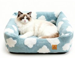 Xbrigh Orthopedic Plush Easy-Clean Dog Bed, Blue, Small