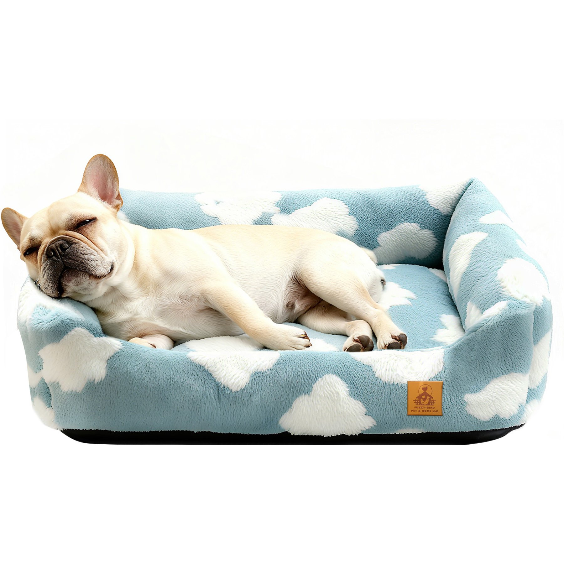 Xbrigh Orthopedic Plush Easy-Clean Dog Bed, Blue, Large