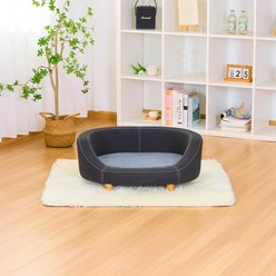 Xbrigh Plush Round Easy-Clean Cat Sofa Bed, Black, Large