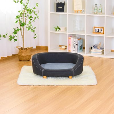 Xbrigh Xbrigh Plush Round Easy-Clean Cat Sofa Bed, Black, Large