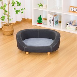 Xbrigh Plush Round Easy-Clean Cat Sofa Bed, Black, Small