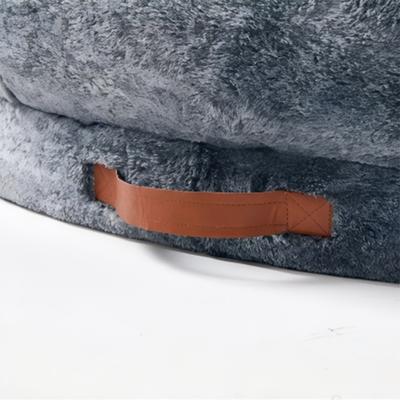 Show full view: Xbrigh No-Assembly Design Washable Plush Faux Fur Adult Dog Bed with Side Pockets & Handle, Gray, Jumbo slide 6 of 9